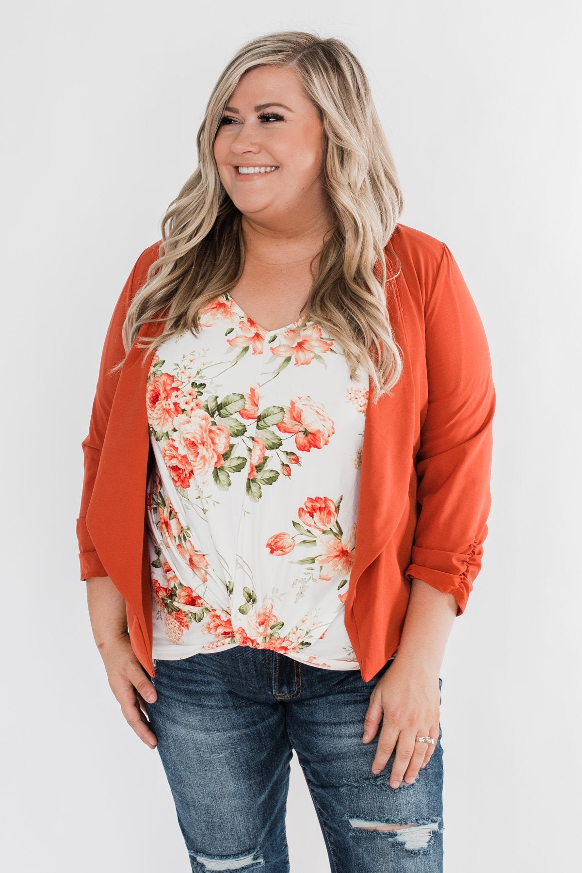 Pretty & Professional Blazer- Burnt Orange