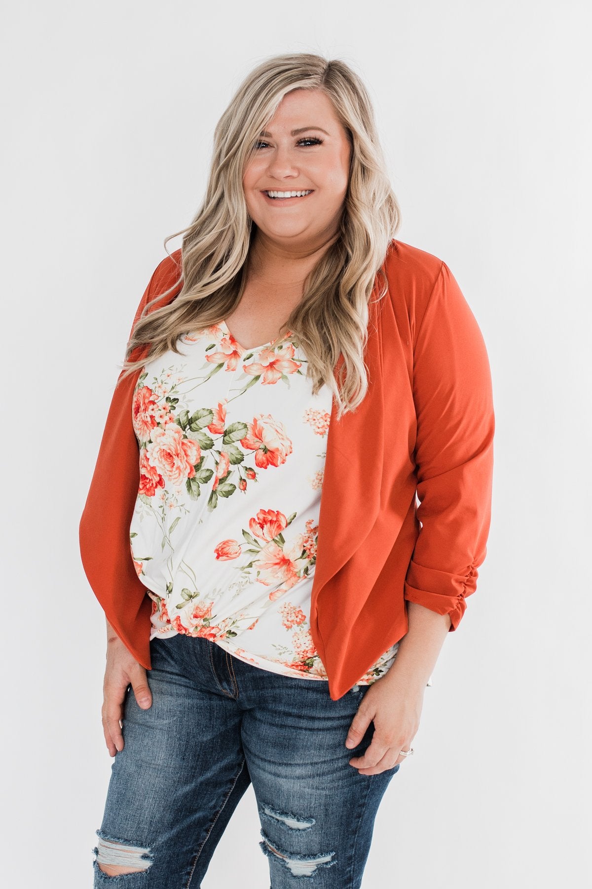 Pretty & Professional Blazer- Burnt Orange