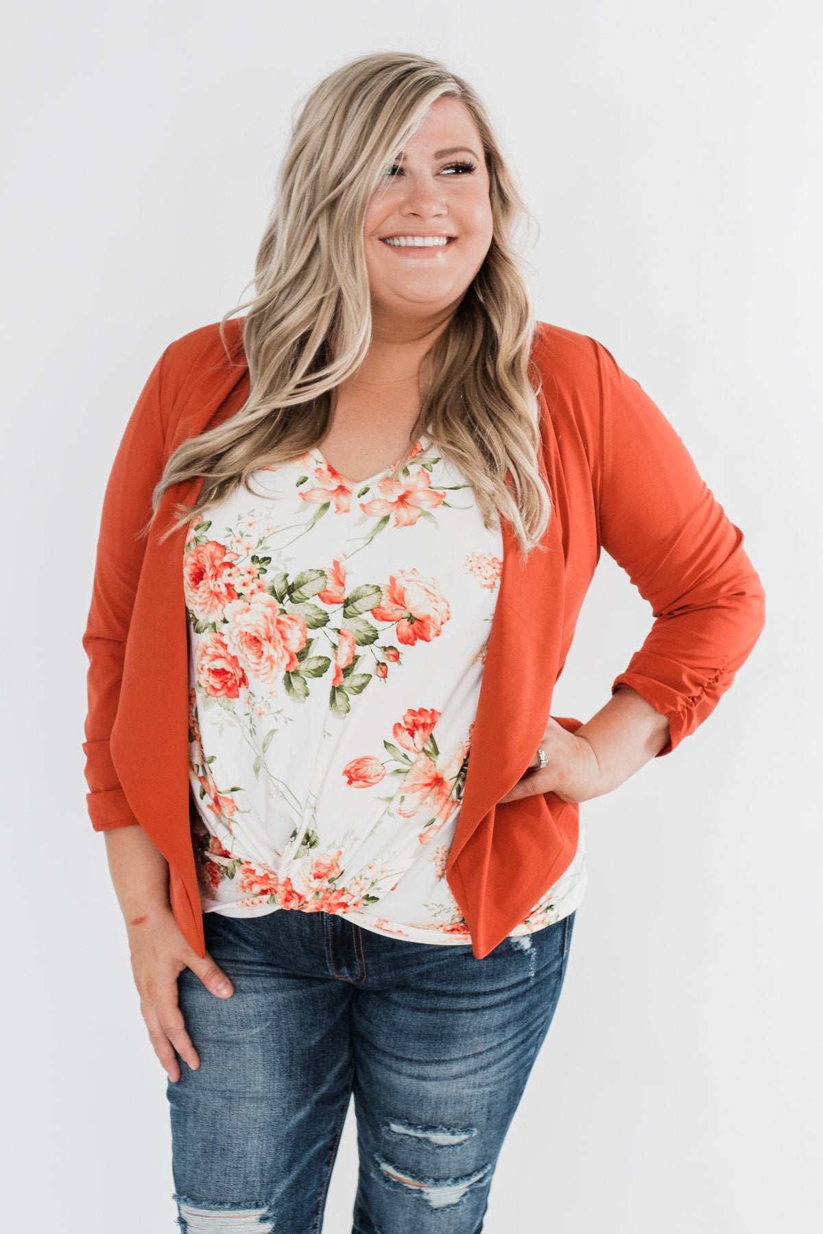 Pretty & Professional Blazer- Burnt Orange