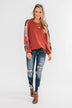 All To Myself Long Sleeve Top- Rust