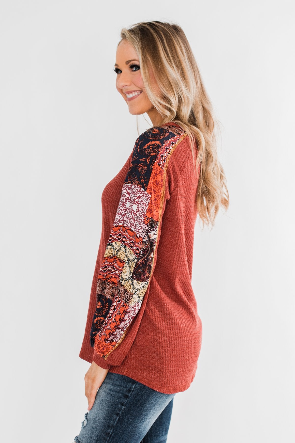 All To Myself Long Sleeve Top- Rust