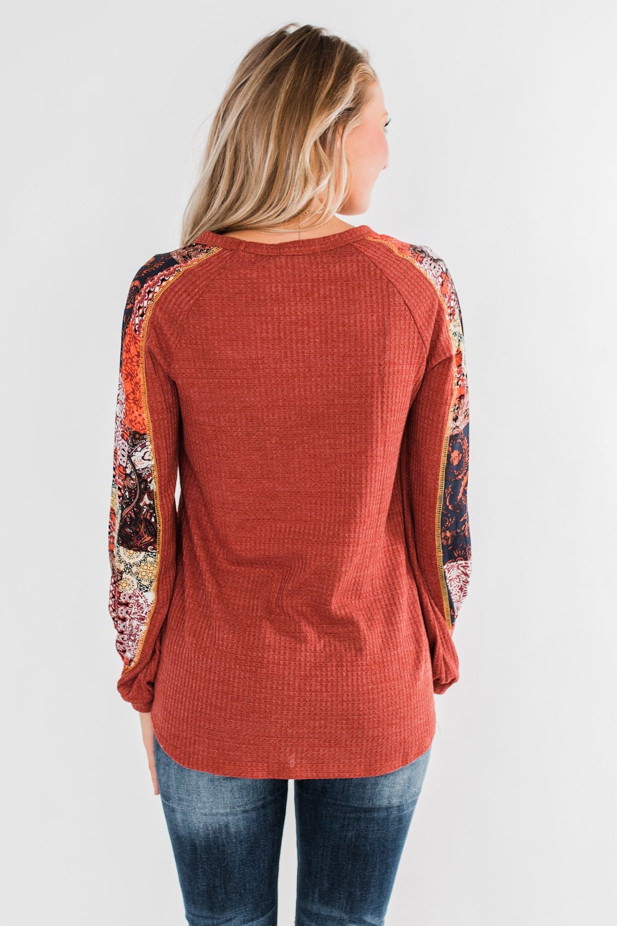 All To Myself Long Sleeve Top- Rust