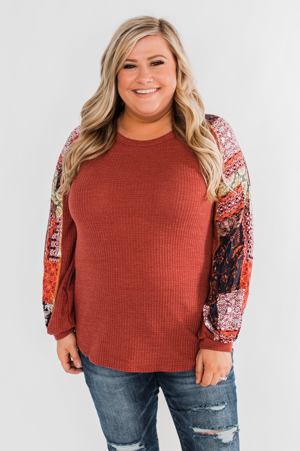 All To Myself Long Sleeve Top- Rust