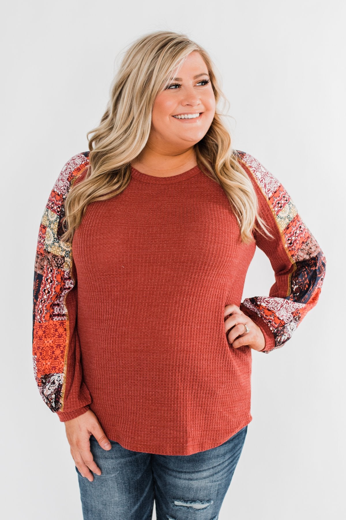 All To Myself Long Sleeve Top- Rust