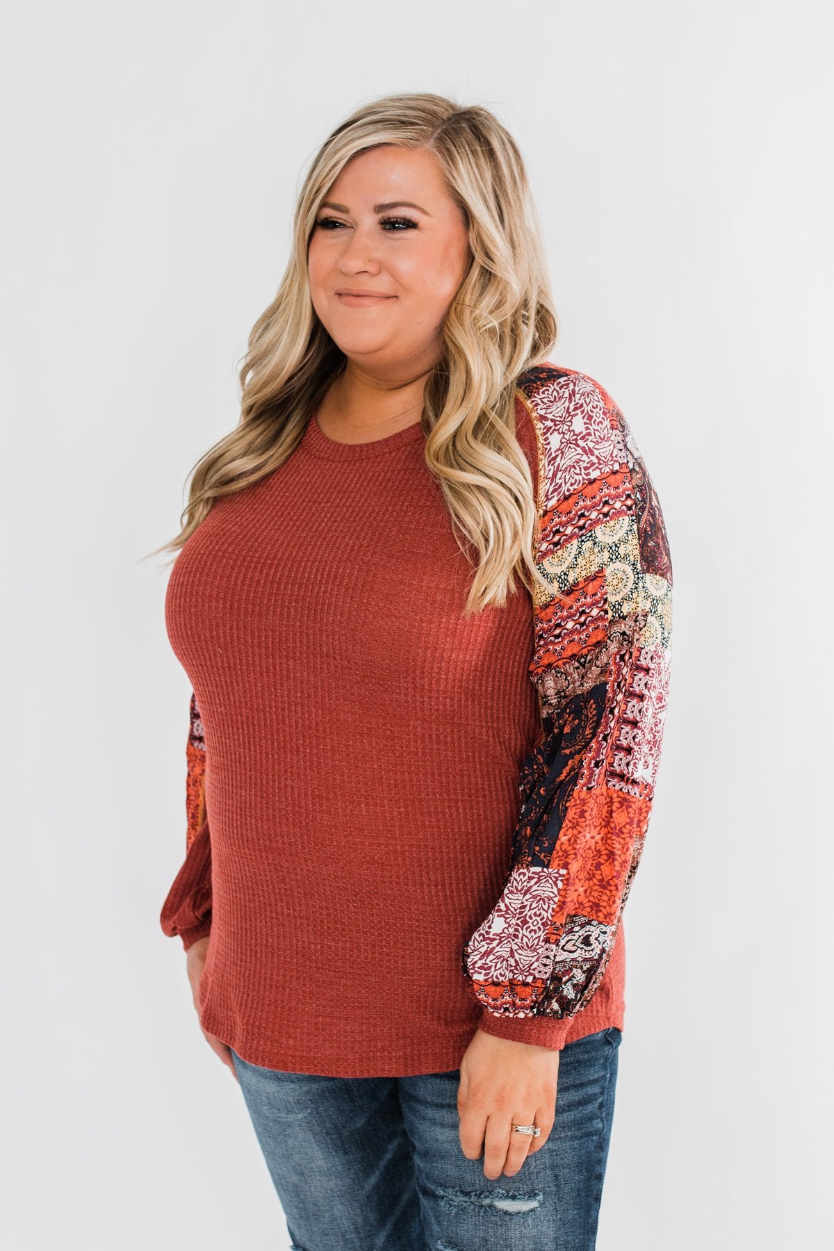 All To Myself Long Sleeve Top- Rust