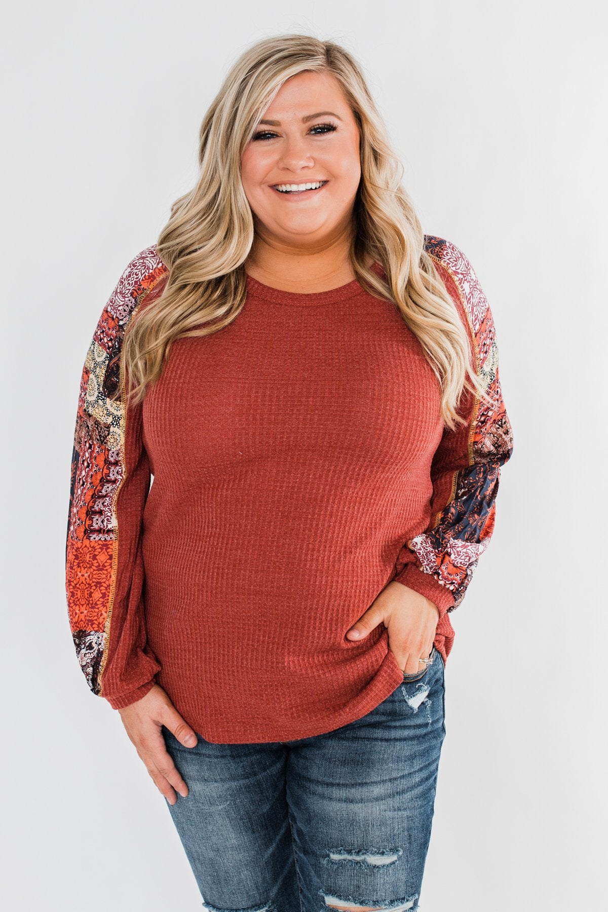 All To Myself Long Sleeve Top- Rust