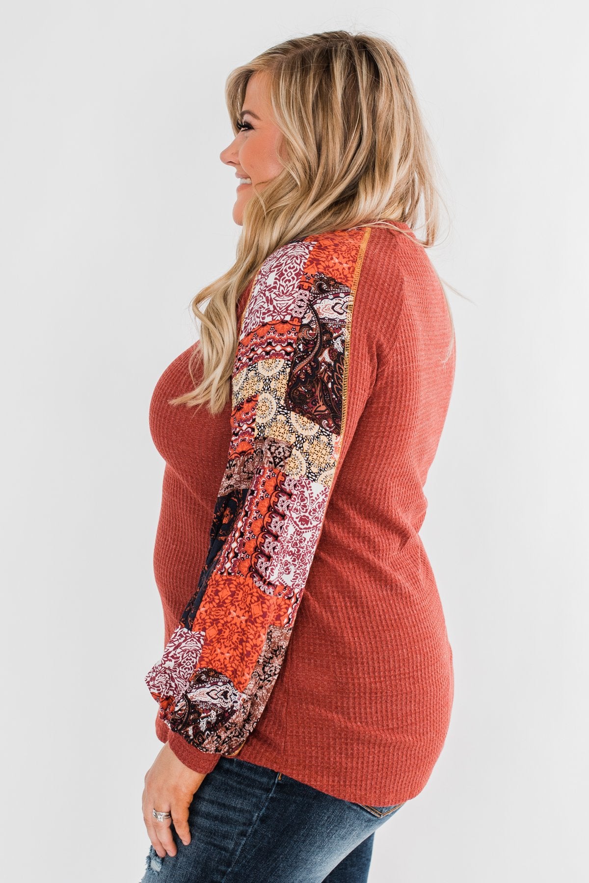 All To Myself Long Sleeve Top- Rust