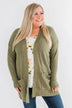 Cozy As Can Be Long Knitted Cardigan- Olive