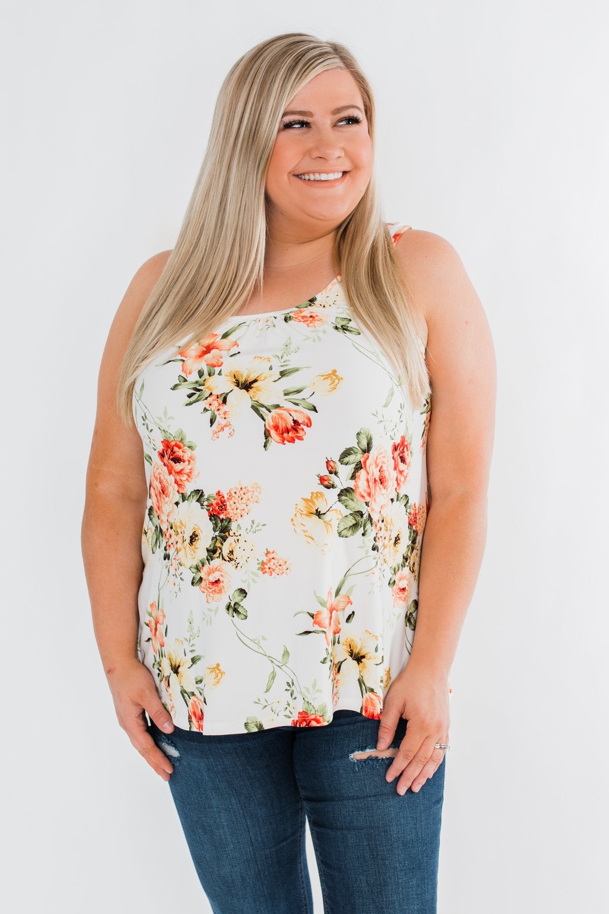 Lead Me To You Floral Tank Top- Ivory