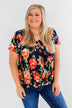 Flirty & Thriving Short Sleeve Floral Top- Deep Navy