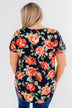 Flirty & Thriving Short Sleeve Floral Top- Deep Navy