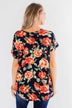Flirty & Thriving Short Sleeve Floral Top- Deep Navy