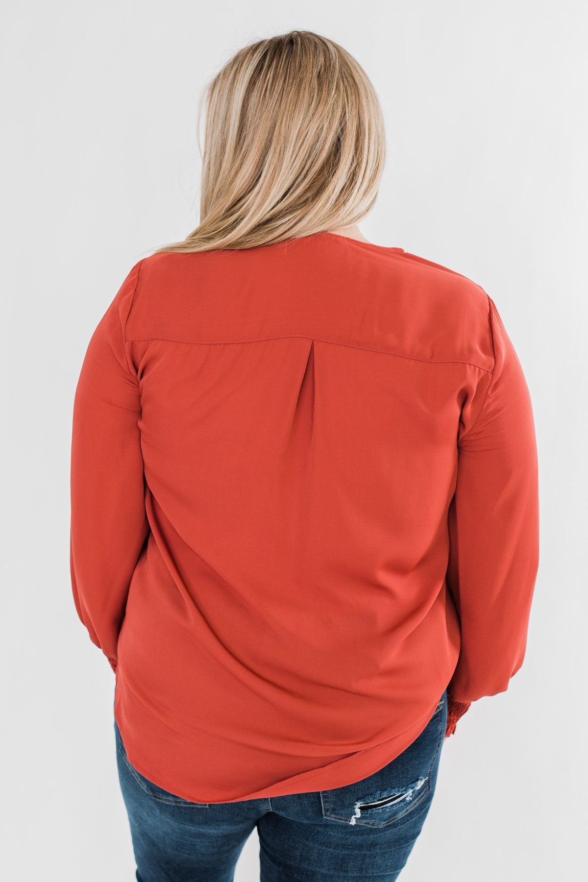Keeping Up With Cute Wrap Blouse- Rust