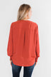 Keeping Up With Cute Wrap Blouse- Rust