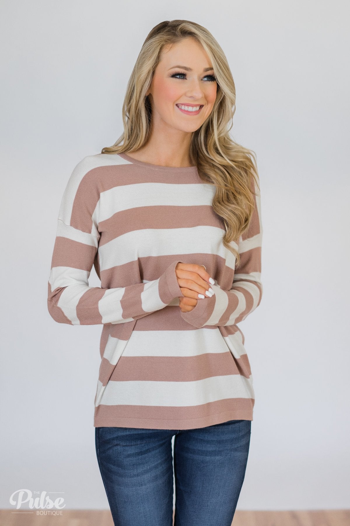 Stand by Me Striped Sweater -Dusty Mauve