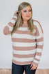 Stand by Me Striped Sweater -Dusty Mauve