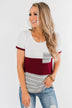 Right Here With Me Color Block Top- Ivory & Burgundy
