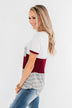Right Here With Me Color Block Top- Ivory & Burgundy