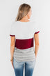 Right Here With Me Color Block Top- Ivory & Burgundy