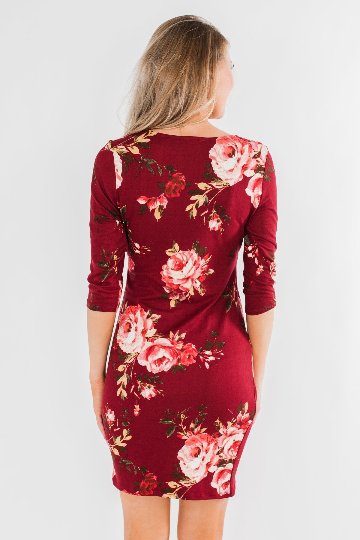 Stand In Your Love Floral Dress- Burgundy