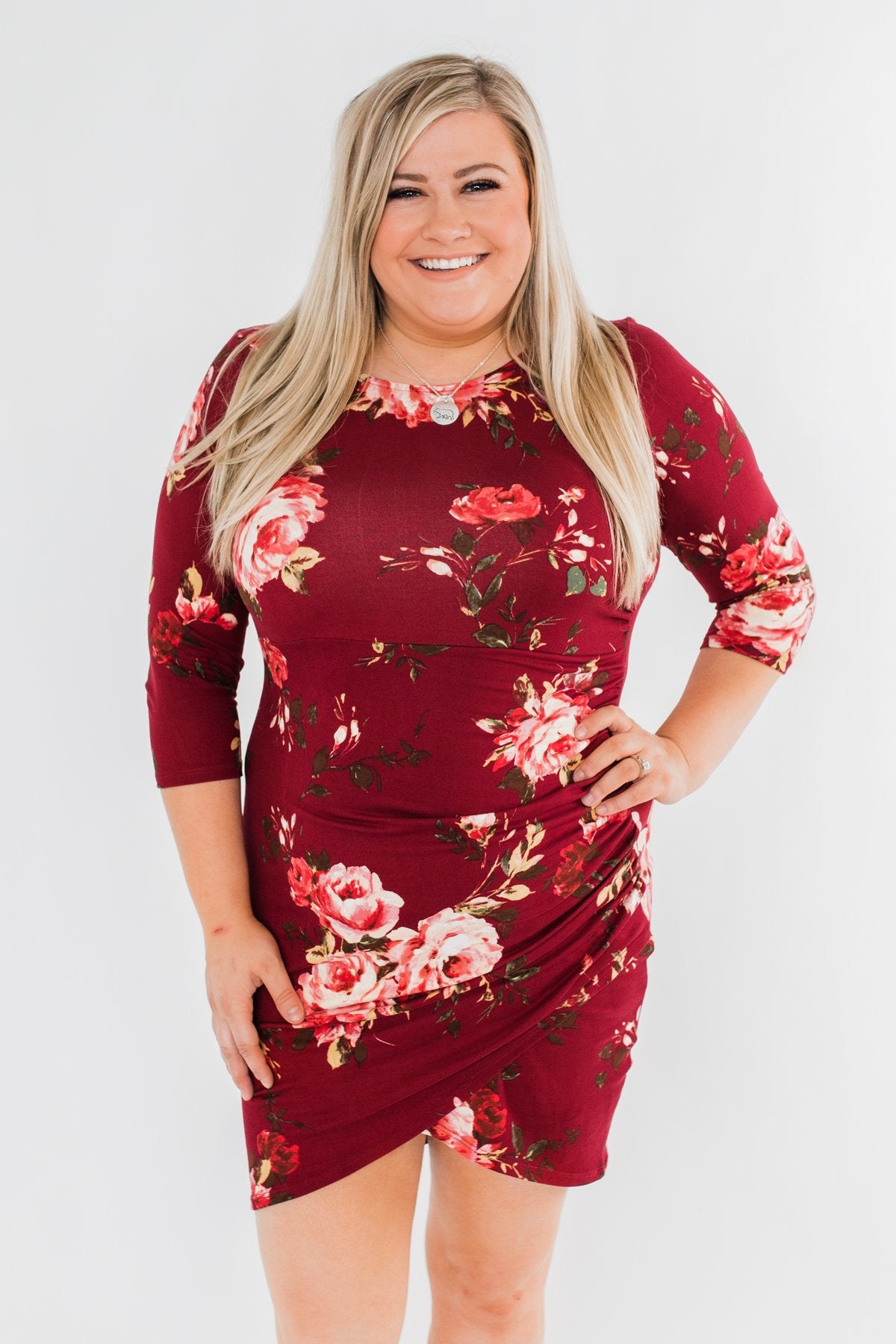 Stand In Your Love Floral Dress- Burgundy