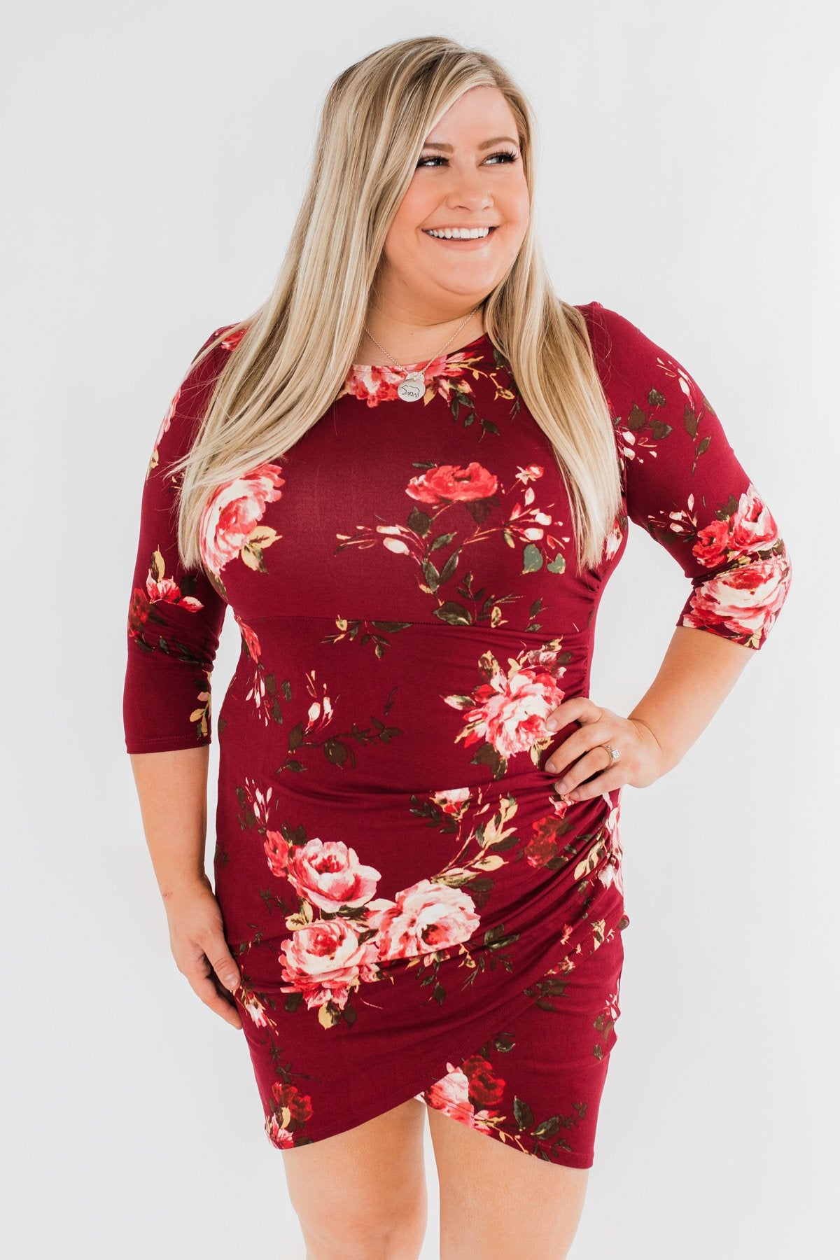 Stand In Your Love Floral Dress- Burgundy