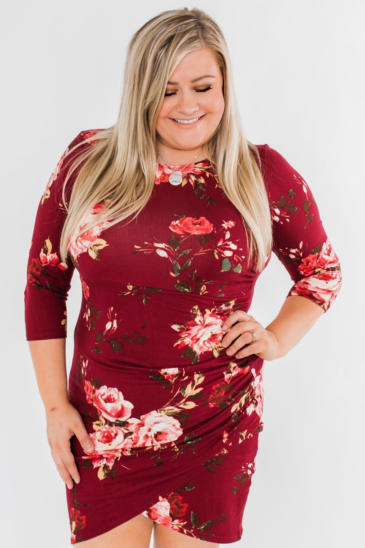 Stand In Your Love Floral Dress- Burgundy