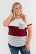 Right Here With Me Color Block Top- Ivory & Burgundy