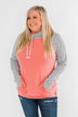 Chevron Ampersand Double Hood- Salmon