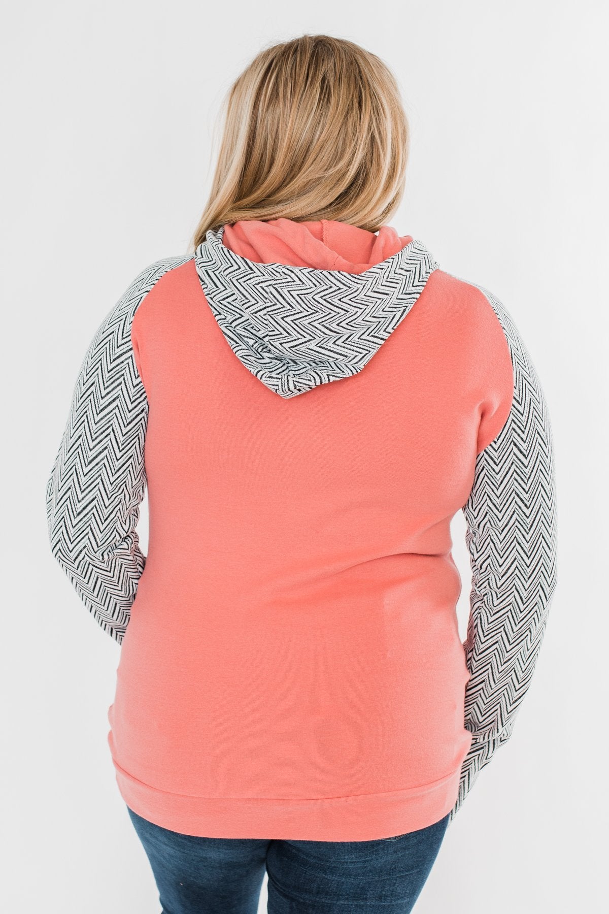 Chevron Ampersand Double Hood- Salmon