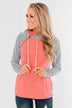 Chevron Ampersand Double Hood- Salmon