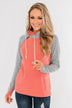 Chevron Ampersand Double Hood- Salmon