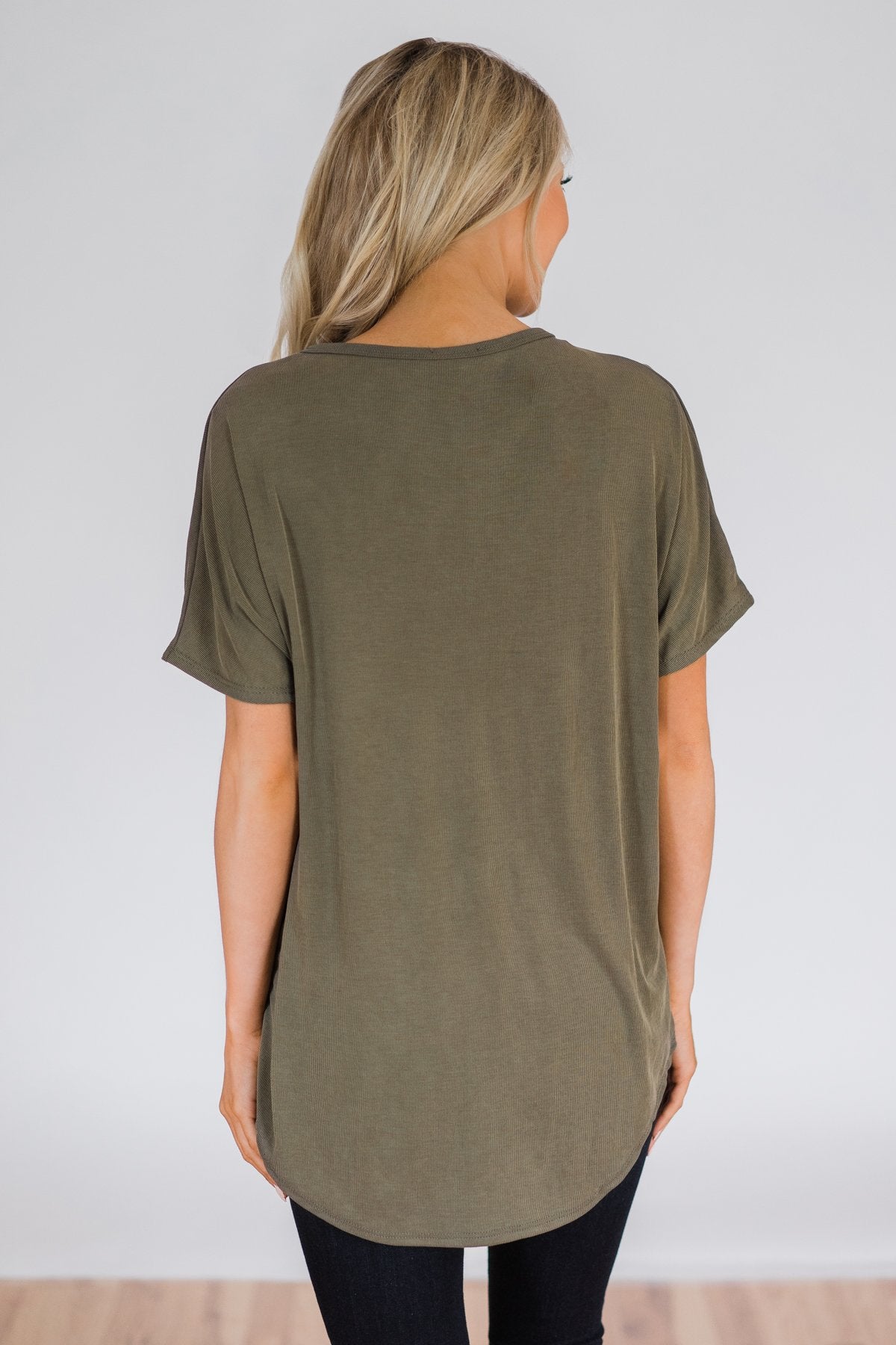 Coming Your Way Dolman Button Top- Olive