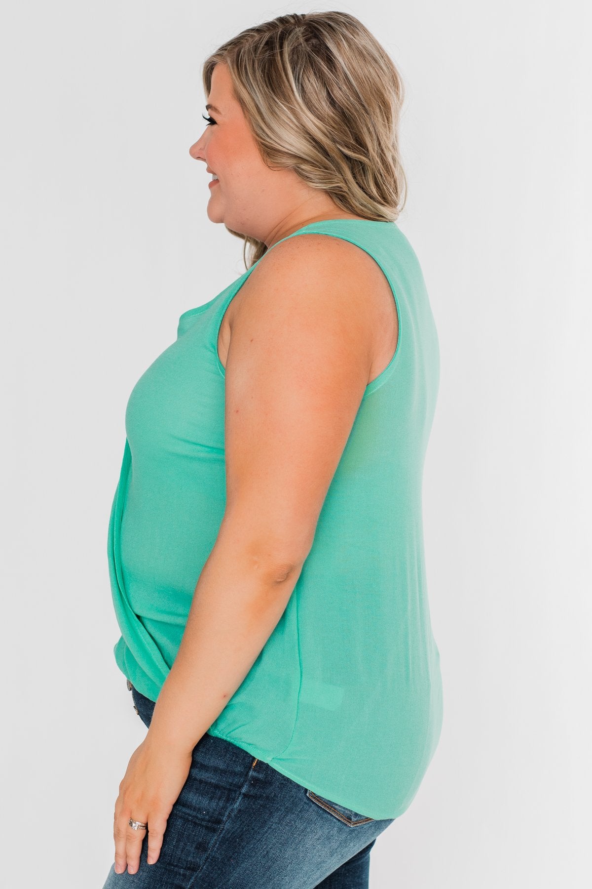 Close To Me Criss Cross Tank Top- Mint Blue