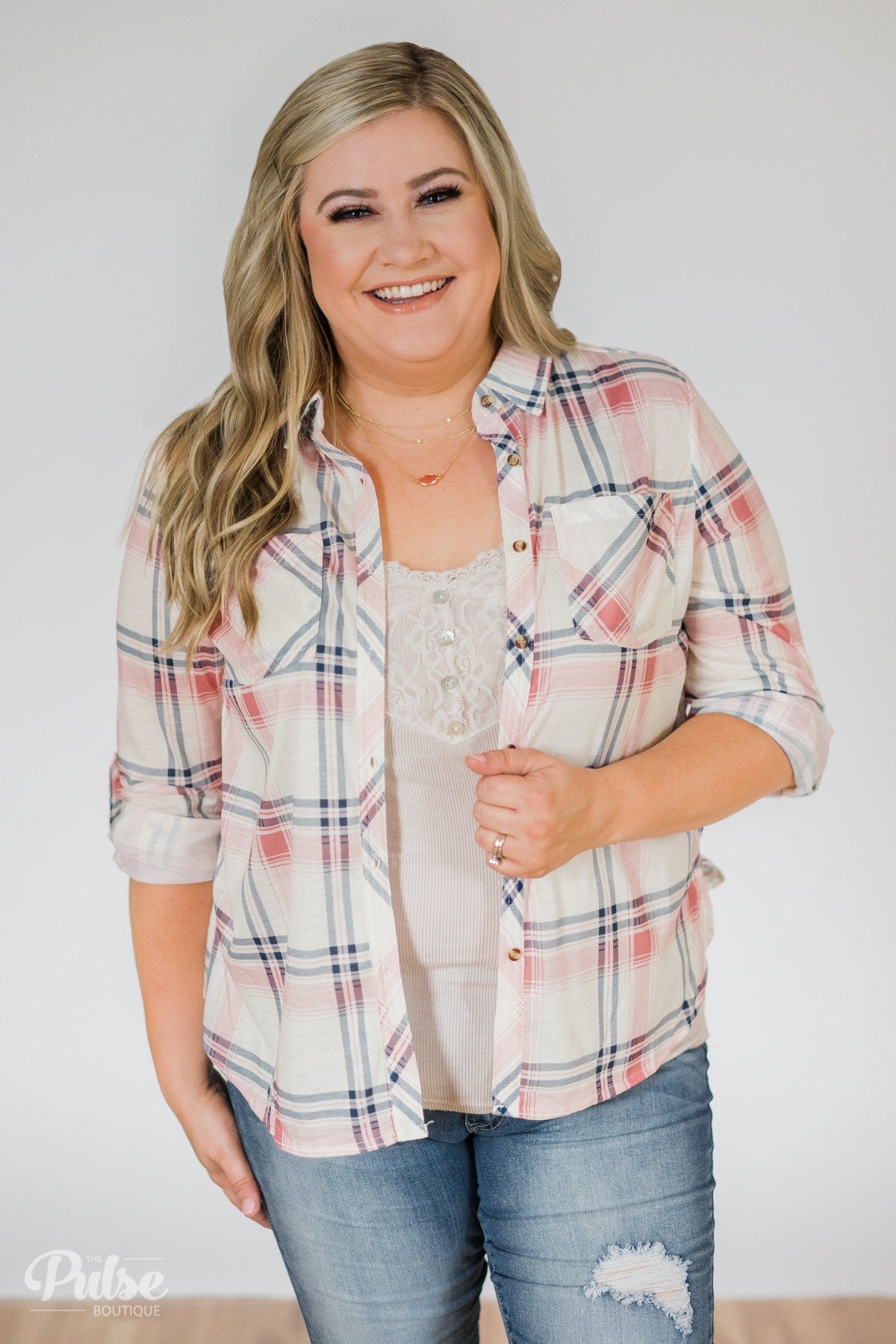 Plaid Perfection- Ivory & Pink
