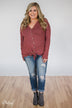 Dearly Loved Button Down Top- Dusty Maroon