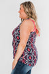 We Found Love Aztec Bow Tank Top- Navy & Neon Pink