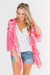 Tell Me About It Floral Kimono- Deep Pink
