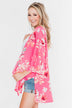 Tell Me About It Floral Kimono- Deep Pink