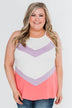Cute As Can Be Striped Tank Top- Ivory & Coral