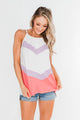 Cute As Can Be Striped Tank Top- Ivory & Coral