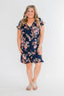 What Lovers Do Floral Wrap Dress- Navy