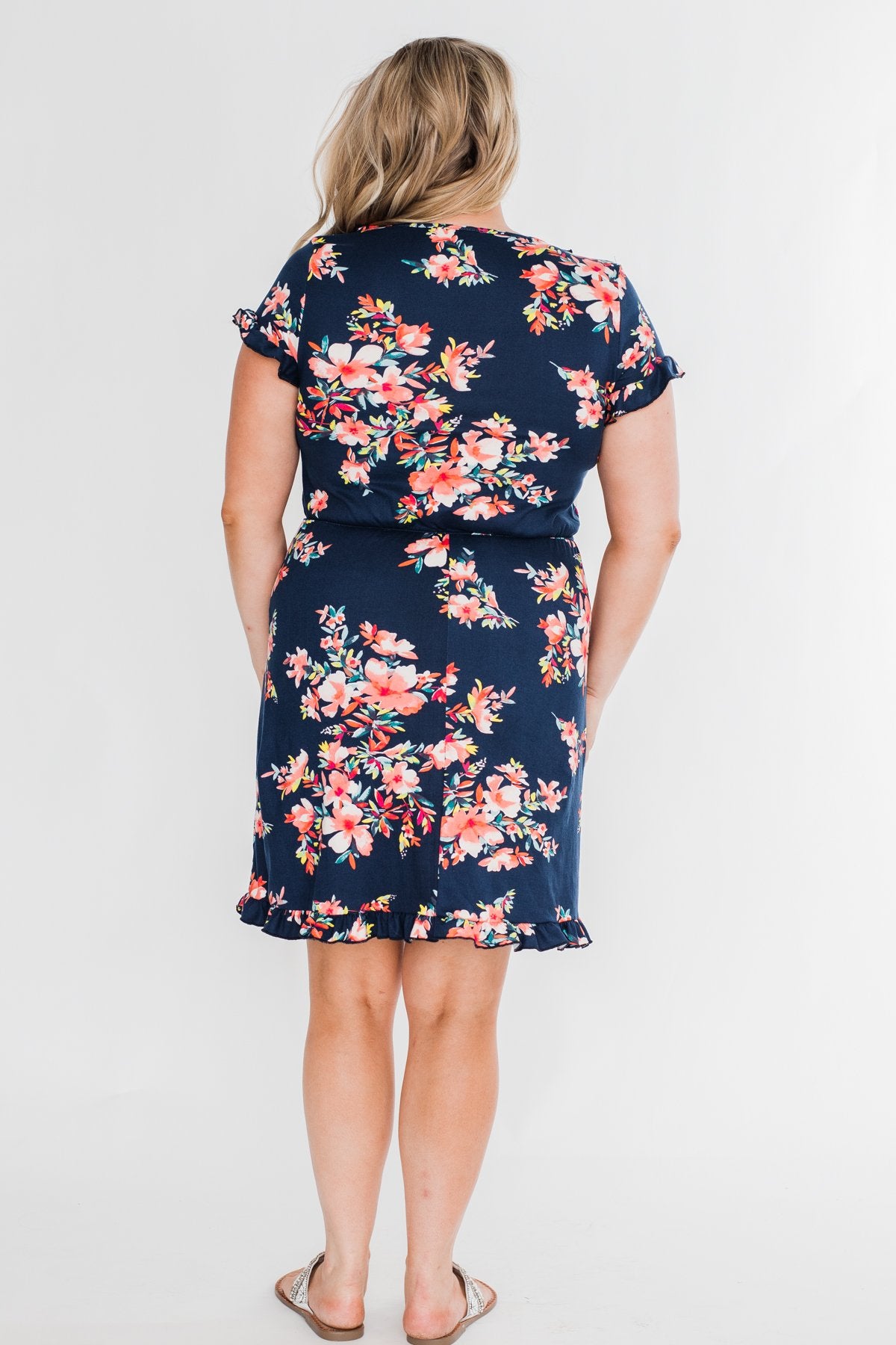 What Lovers Do Floral Wrap Dress- Navy