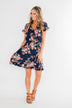 What Lovers Do Floral Wrap Dress- Navy