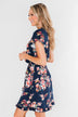 What Lovers Do Floral Wrap Dress- Navy