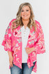 Tell Me About It Floral Kimono- Deep Pink