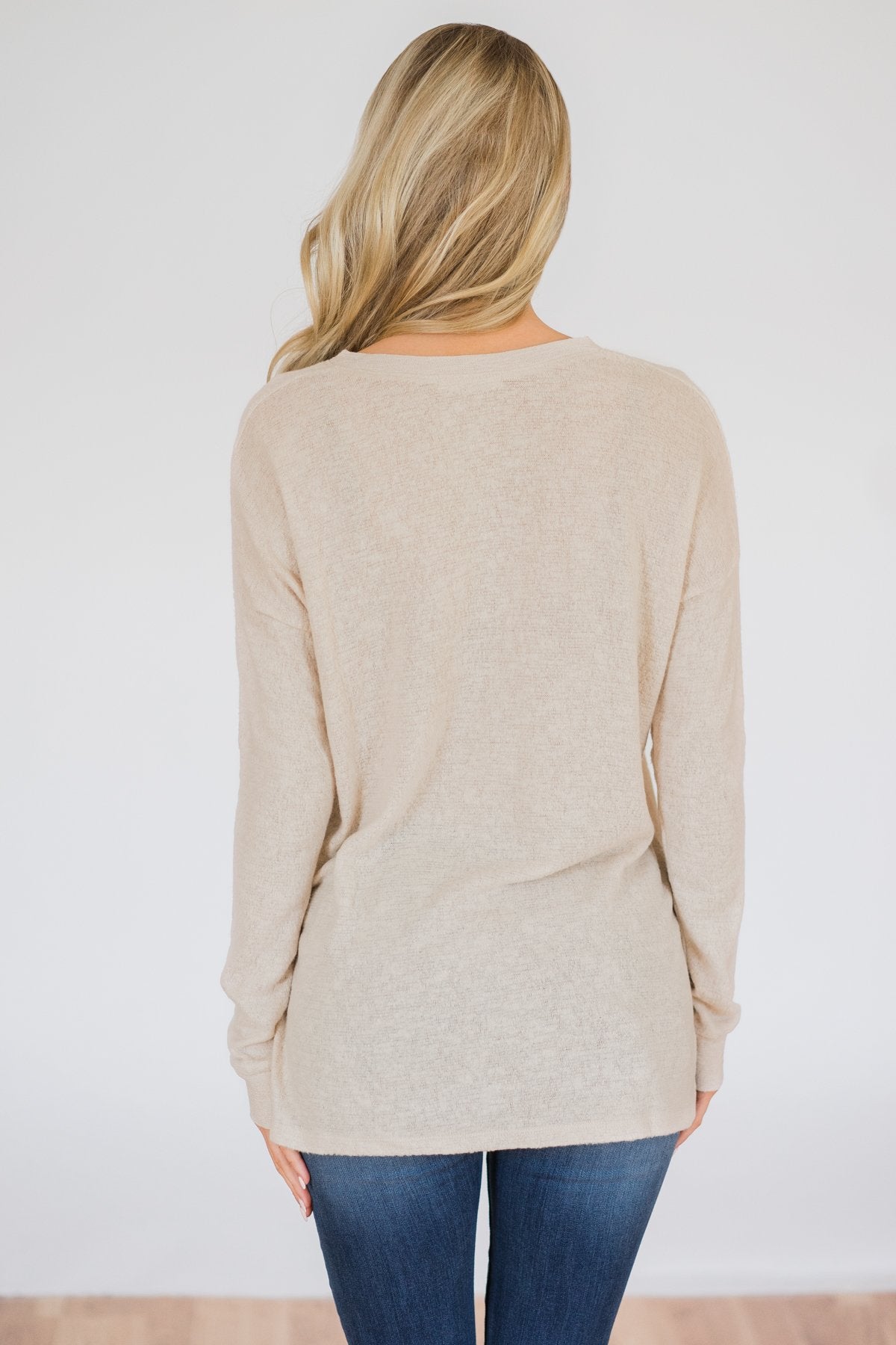 Soft & Cozy 4-Button Henley Top- Taupe
