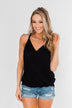 Something Simple Wrap Tank Top- Black