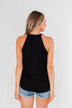 Something Simple Wrap Tank Top- Black