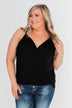 Something Simple Wrap Tank Top- Black